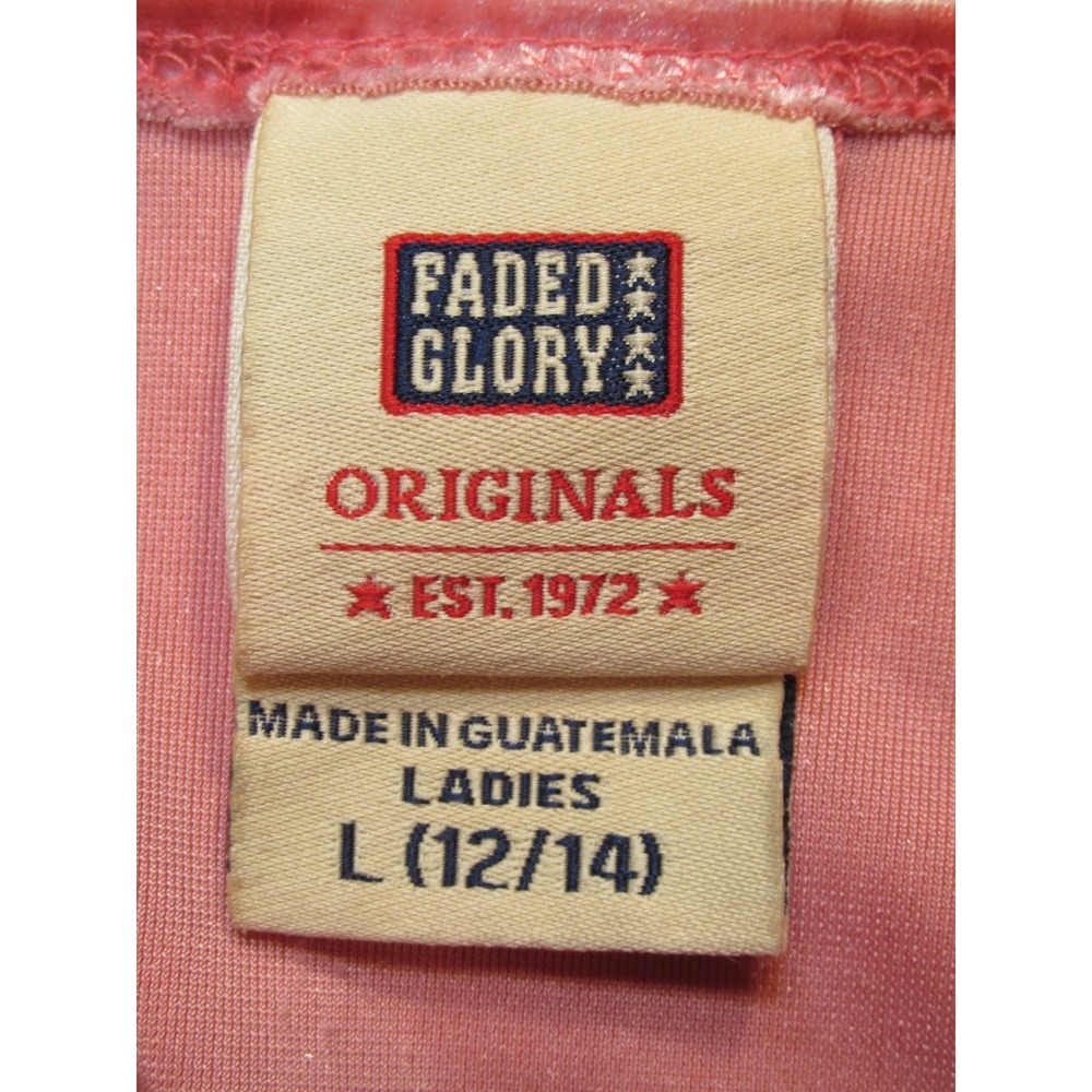 Faded Glory Pink Velvet Lace Trim Pullover Top Women L 12/14 V-Neck Y2K Retro - Picture 5 of 13